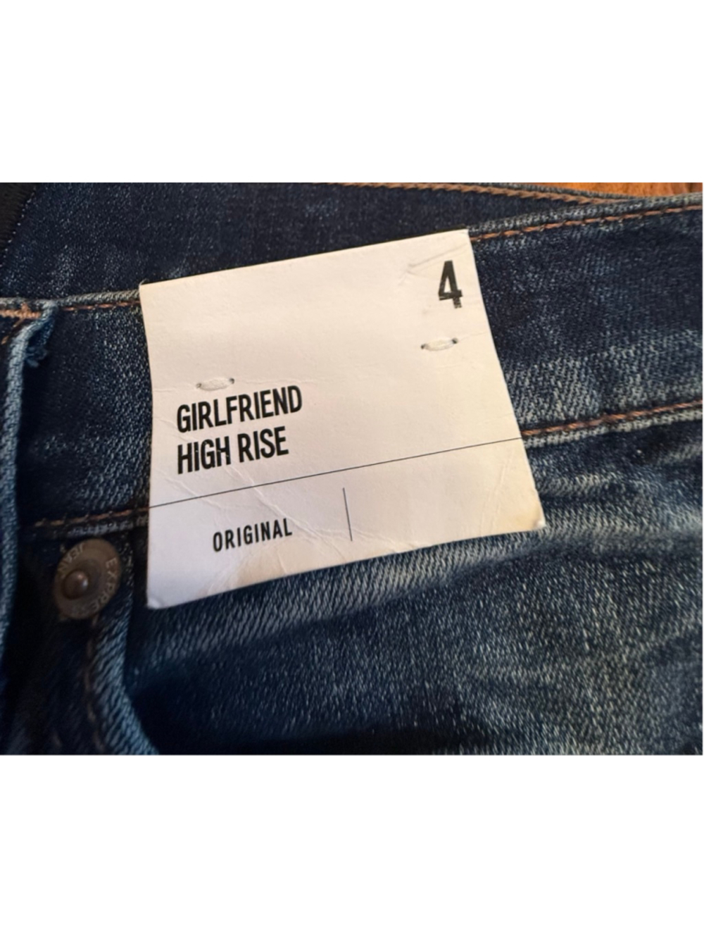 EXPRESS Blue Distressed High Rise Girlfriend Jeans Size 4 NWT - Picture 5 of 14